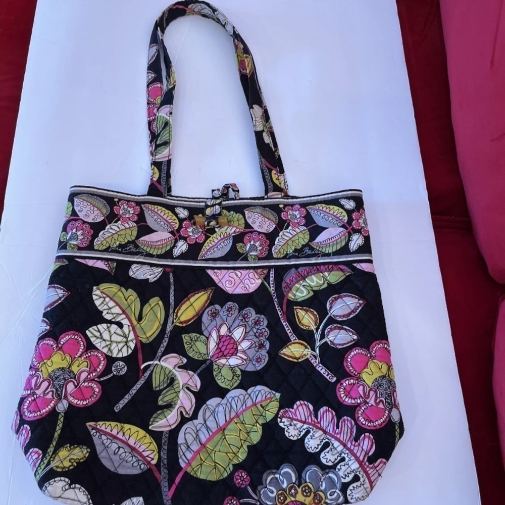Vera Bradley 2014 RETIRED MOON BLOOMS Large Shoulder Bag Tote Purse T12